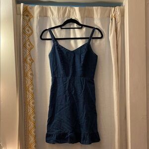 Blue Denim Dress with Ruffle Hem